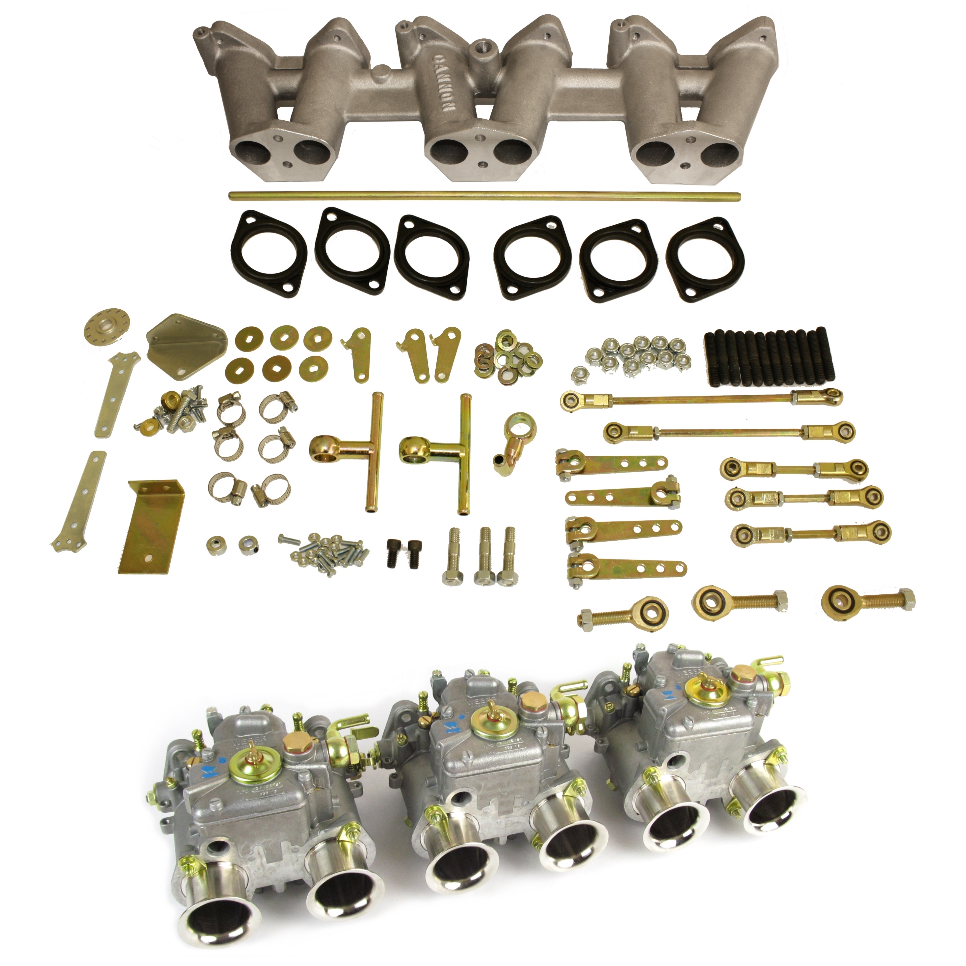 TRIUMPH TR6 Intake Manifold (1972-1976) – Triple Weber 40 DCOE Carburetors Setup By Pierce Manifolds
